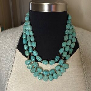 Silpada Howlite Large Beads colored Turquoise Triple Layered Necklace